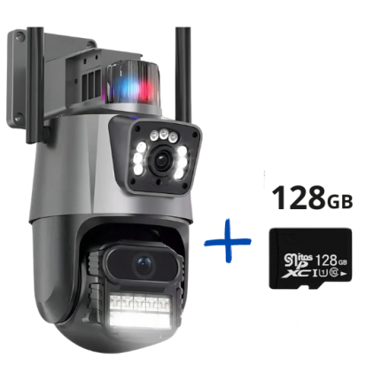 Външна WiFi камера с два обектива 2x 6MP 12 MPс изкуствен интелект с карта памет 128гб