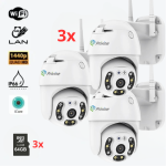 3бр IP въртяща безжична камера 5MPX- 4+4LED+3бр SD карта 64gb iCsee