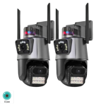 2бр Външна WiFi камера с два обектива 2x 6MP 12MP с изкуствен интелект