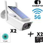 2бр. Соларна водоустойчива WIFI камера 5MP full HD + 2бр. SD карта памет 64GB