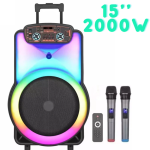 Караоке тонколона с Bluetooth и цветомузика BT-1518 15“ и два безжични микрофона