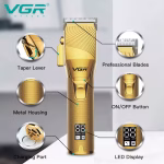 Машинка за подстригване VGR 280, Стоманено острие, LCD дисплей, 6 приставки, Кука за закачане, Златен - Image 2