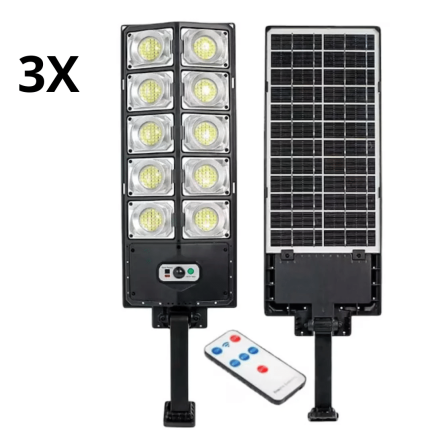 3бр Соларна улична лампа широкоъфълна 1800W IP65