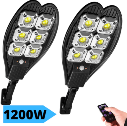 Соларна улична лампа Cob 1200w със стойка и дистанционно 2БР.