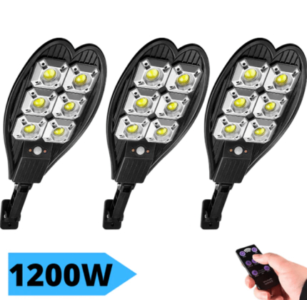 Соларна улична лампа Cob 1200w със стойка и дистанционно 3БР