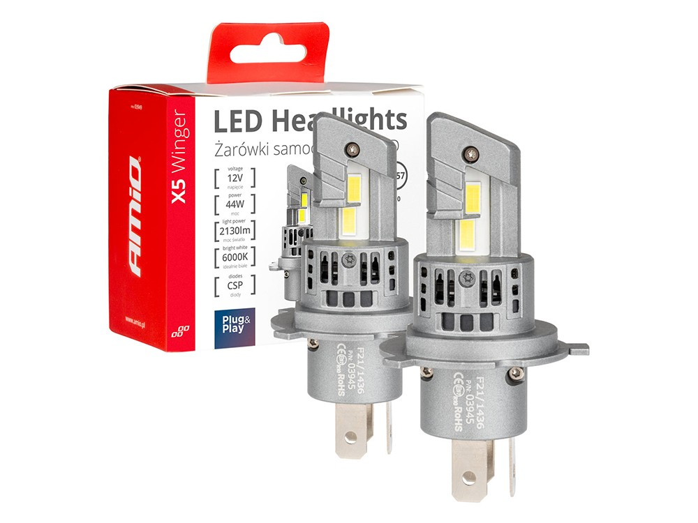378aaxiy.png Крушки X5 серия Winger H4 LED 6000K 44W Canbus AMIO 03945 - Image 1