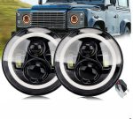 Комплект Кръгли LED фарове 7″ 70W H4 букса, къси, дълги, дневни и мигач - Image 2