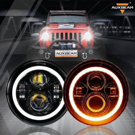 Комплект Кръгли LED фарове 7″ 70W H4 букса, къси, дълги, дневни и мигач
