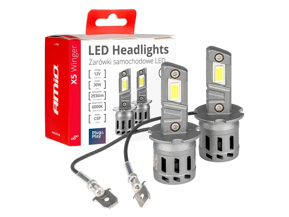 b4sl04vq.png Крушки X5 серия Winger H3 LED 6000K 30W Canbus AMIO 03944 - Image 1