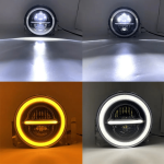 Комплект Кръгли LED фарове 7″ 70W H4 букса, къси, дълги, дневни и мигач T102 - Image 2