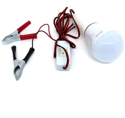 Преносима работна 6w LED лампа с кабел и щипки за акумулатор