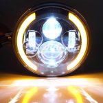 Комплект Кръгли LED полски фарове 7″ 70W H4 букса, къси, дълги, дневни и мигач - Image 6