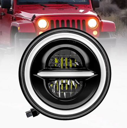 Комплект Кръгли LED фарове 7″ 70W H4 букса, къси, дълги, дневни и мигач T102