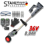Акумулаторен тример STAHLMAYER PRO 36V 8Ah с колелца+ЛОЗАРСКА AКУМУЛАТОРНА НОЖИЦА 24V 4AH HAWEK - Image 2