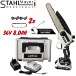 Резачка за Клони с Автоматично Смазване на Веригата STAHLMAYER 36V 8.0AH + 2 вериги 2 Батерии
