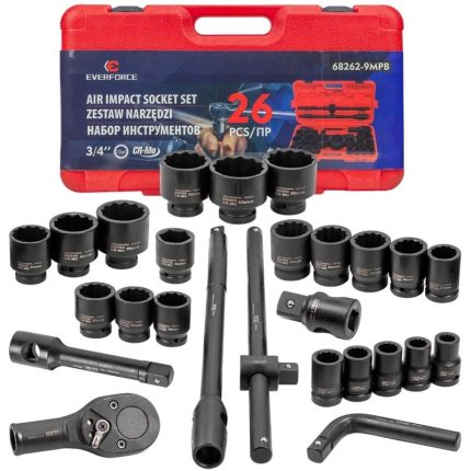 Ударно гедоре комплект EVERFORCE  26 части  12-стенен (3/4"-1", 17-65 mm)