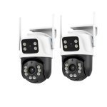 2бр Двойна водоустойчивa камера 12MP ( 6MP + 6MP ), ICSee, Бяла/Черна