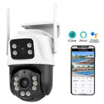Двойна водоустойчивa камера 12MP ( 6MP + 6MP ), ICSee, Бяла/Черна