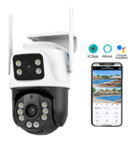 Двойна водоустойчивa камера 12MP ( 6MP + 6MP ), ICSee, Бяла/Черна