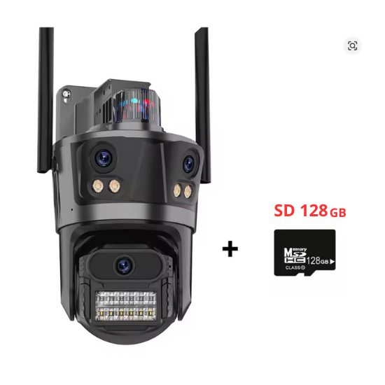 сд Тройна външна WiFi камера P12 – 36MP, ICSee +SD 128 GB - Image 1