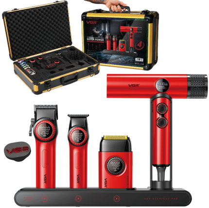 PREMIUM BARBER КОМБО VGR – ПЪЛЕН ПРОФЕСИОНАЛЕН КОМПЛЕКТ ЗА БАРБЕРИ И ФРИЗЬОРИ