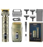 VGR V-649 – Професионален комплект 2в1 (тример + самобръсначка) – Златен