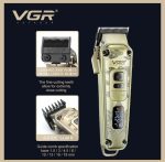 VGR V-642 – Професионален комплект 3 в 1 с 12 приставки (тример, самобръсначка и машинка за подстригване) – златен - Image 3