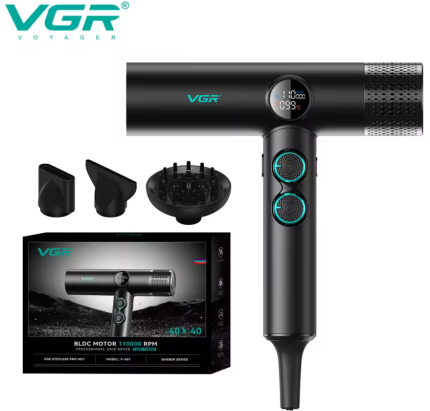Професионален сешоар VGR-401 – черен с LED дисплей